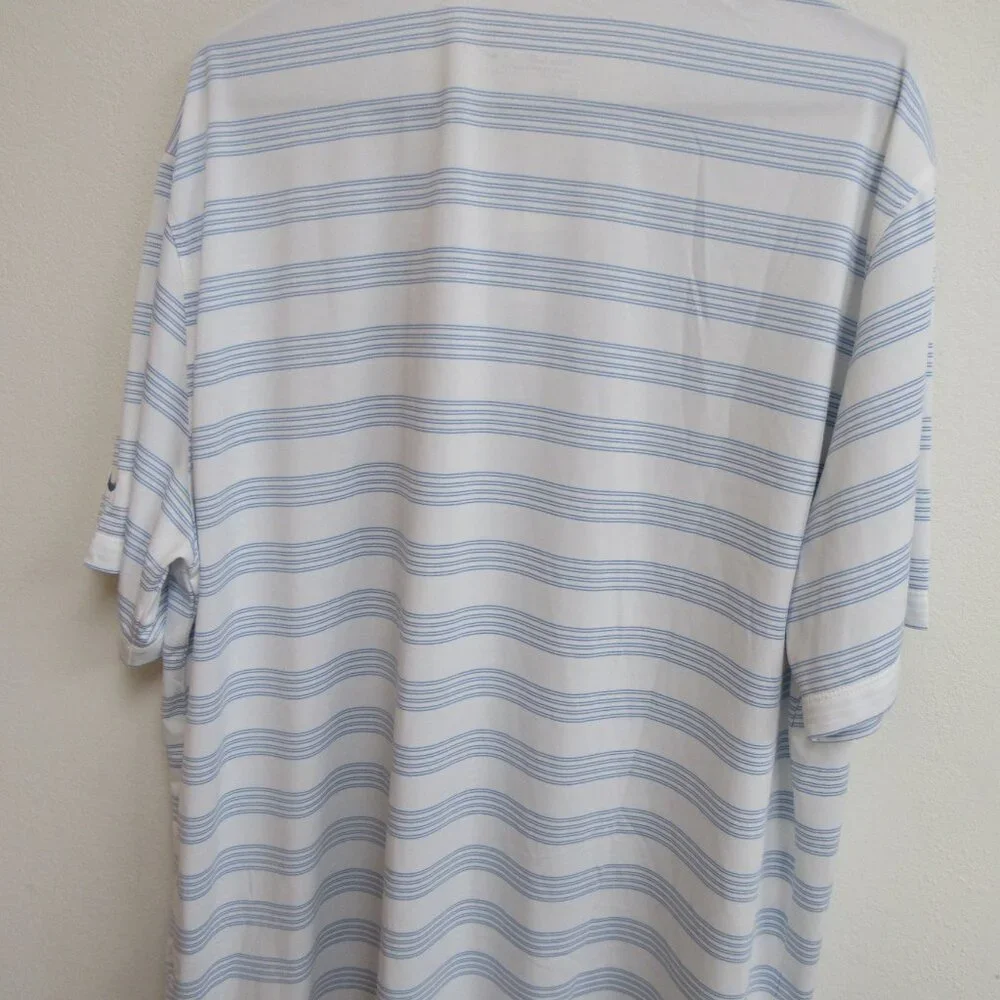Nike‎ Golf Tour Performance Dri-Fit White with Blue Stripe S/S Polo Shirt 2XL